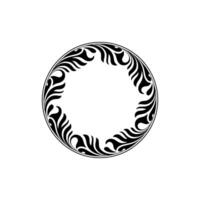 Elegant Floral Circle Frame, Black on White, Decorative Border vector