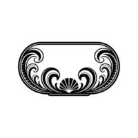 Elegant Oval Frame with Swirls, Shell, and Ornamental Border vector