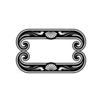 Elegant Black White Ornamental Frame, Shell Accents, Vintage vector