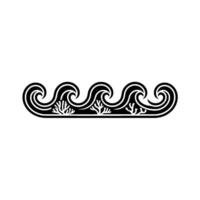 Elegant Black White Wave Border with Coral Elements vector