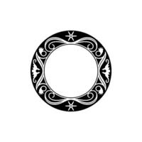 Elegant Black White Ornamental, Circular Frame on White Background vector