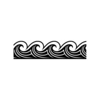 Stylized Black and White Ocean Wave Border Element vector