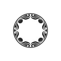Elegant Black White Circle Frame with Shell Motifs vector