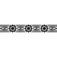 Ornamental Black Flower Border on White, Decorative Element vector