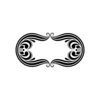 Elegant Black White Flourish Oval Frame on White Background vector