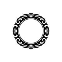 Elegant Black- White Circular Frame with Seashell Accents vector
