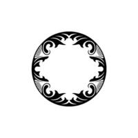 Elegant Black Ornate Circular Frame on White Background vector