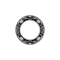 Elegant Black White Circular Frame with Ornate Detailing, Isolated vector