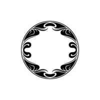 Elegant Art Nouveau Circle Frame - Black and White Element vector
