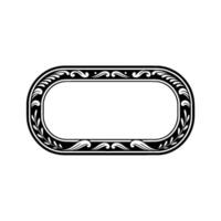 Elegant Black and White Ornate Oval Frame on White Background vector