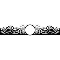 Coastal Wave and Shell Border with Circular Frame vector