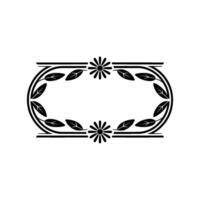 Elegant Floral Oval Frame in Black and White on Cream Background vector