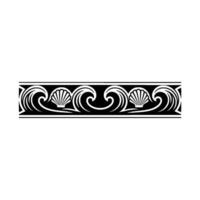 Decorative Wave Seashell Border in Black White vector
