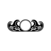 Art Deco Sea Emblem with Waves, Shells, and Coral vector