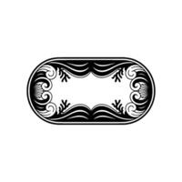 Elegant Black and White Ornate Oval Frame on Light Background vector