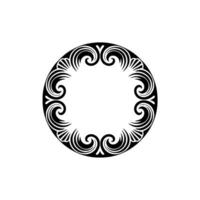 Elegant Circular Decorative Motif, Black Swirls on White vector