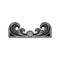 Elegant Wave and Shell Ornament Black on White, Art Deco Style vector