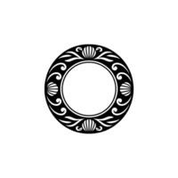 Ornate Black Circle Frame on White Background vector