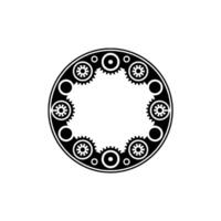 Circular Gear Mechanism - Minimalist Black and White Illustration vector