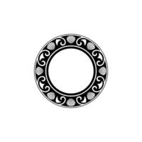 Elegant Black White Shell and Swirl Circle Element vector