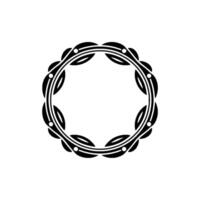 Geometric Circle Leaf Frame - Elegant Black and White vector