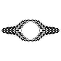 Elegant Laurel Wreath Frame with Circle Center, Black on White vector