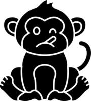 Monkey With Thermometer Solid vector