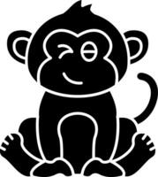 Monkey Wink Face Solid vector