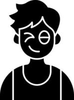 Boy Wink Face Expression solid vector