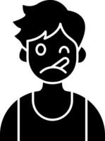 Boy Using Thermometer in Mouth solid vector