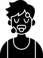 Boy Feeling Hot and Sweating solid vector