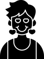Boy Smiling with Heart Eyes solid vector