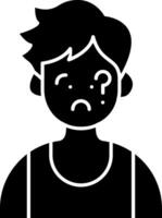 Boy Deep in Thinking Mood solid vector