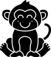 Blushing Monkey Emoji Solid vector