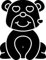 Smiling Bear With Hearts Solid Icon vector