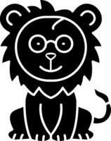 Lion Nerd Glasses Solid Design vector