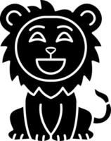 Lion Happy Face Solid Cartoon vector