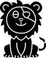 Lion Pirate Patch Solid Drawing vector
