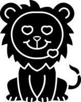 Lion Smiling With Hearts Solid vector