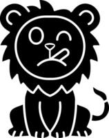 Lion Thermometer Mouth Solid Face vector
