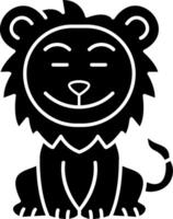 Lion Happy And Relieved Solid Face vector