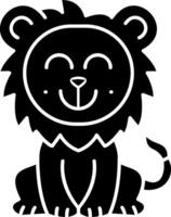 Lion Blushing Face Solid Icon vector
