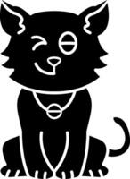 Wink Cat Face Solid vector