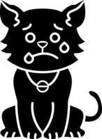 Anxious Cat With Sweat Solid vector
