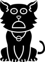 Anguished Cat Expression Solid Style vector