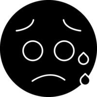 Anxious With Sweat Emoji Solid Icon vector