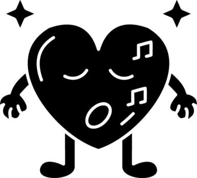 Singing Heart Face Solid vector