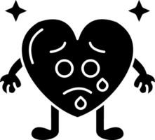 Anxious Heart With Sweat Solid vector