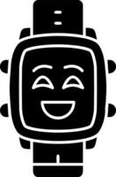 Happy mood solid watch dial icon vector