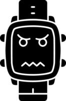 Crying face solid dial watch icon vector